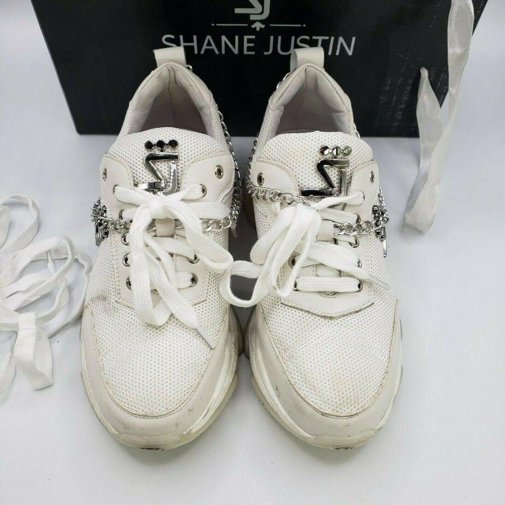 Shane Justin Sneaker Blanco Trainer Size 38/US 6-6.5 womens w Box - Picture 2 of 11